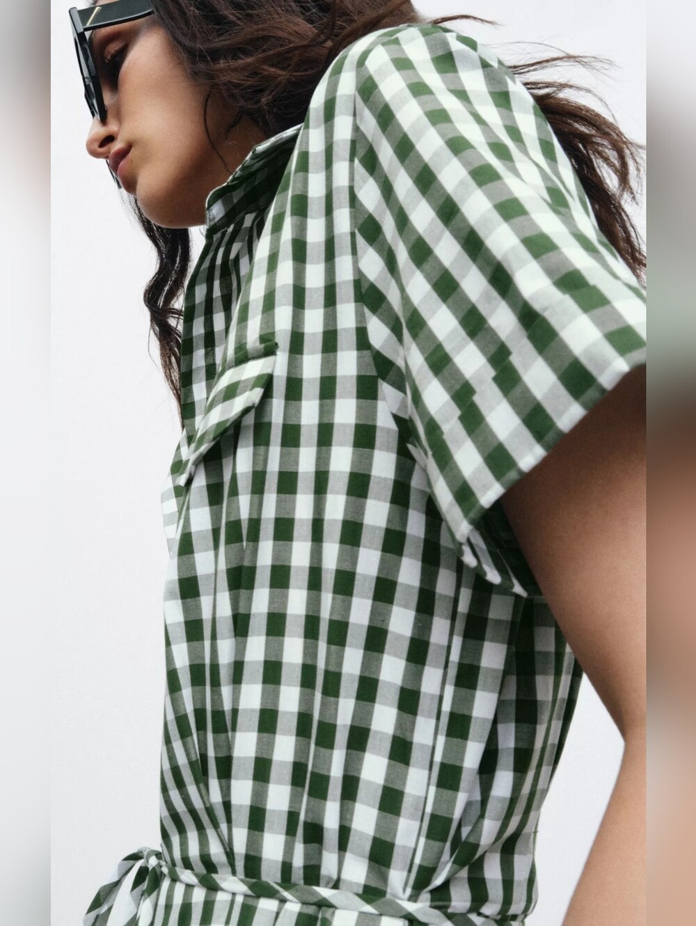 ZARA GINGHAM CHECK SHIRT DRESS ZW COLLECTION - Picture 4 of 5